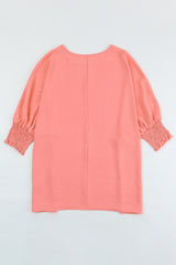 Pink Smocked Wrist Shift Top