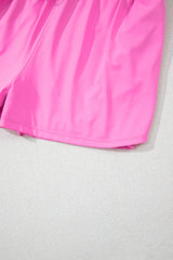 Sachet Pink Plain Sleeveless Loop Drawstring Cinched Waist Romper