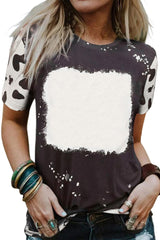 Black Tie Dye Bleached Crew Neck Short Sleeves T-shirt