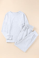 Gray Long Sleeve Pullover and Jogger Pants Lounge Set