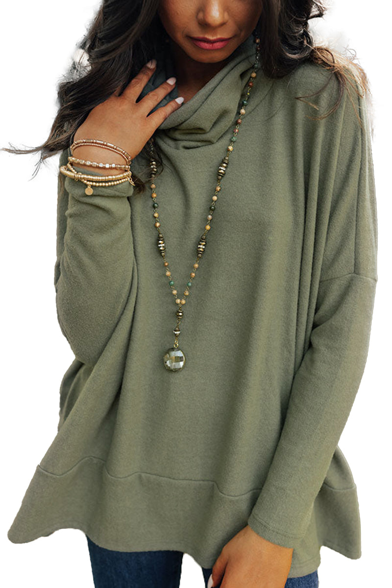 Jungle Green Cowl Neck Shift Tunic Top