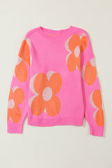 Flower Pattern Slouchy Sweater